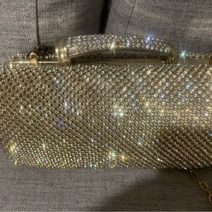 Gold rhinestone evening bag